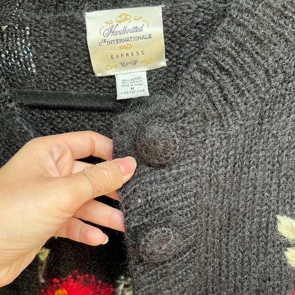 Vintage Express Floral Mohair Blend Button Front Cardigan - Picture 6 of 9